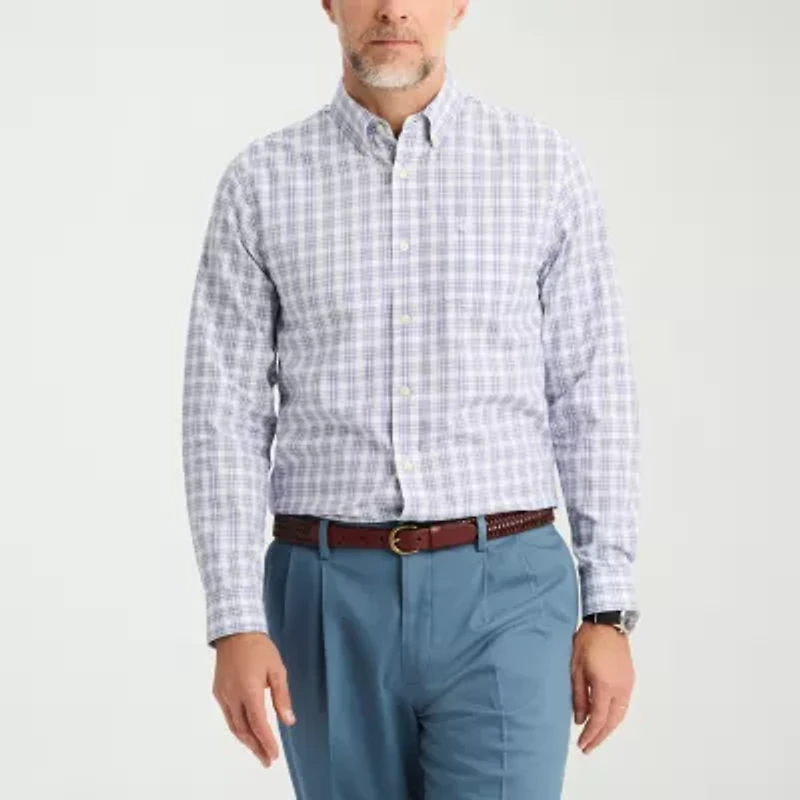 Dockers Stain Defender Mens Long Sleeve Regular Fit Wrinkle Free Button-Down Shirt