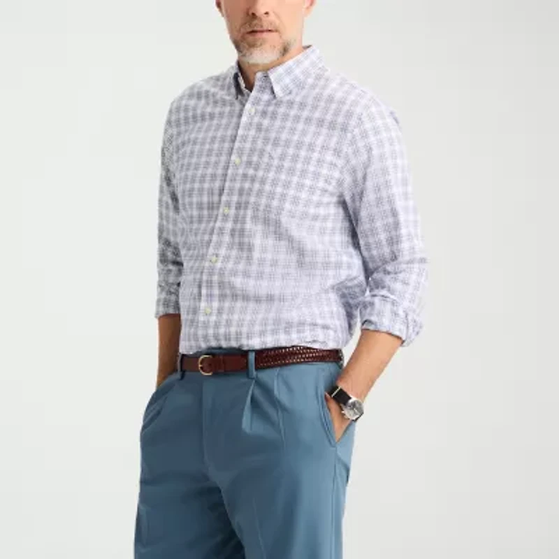 Dockers Stain Defender Mens Long Sleeve Regular Fit Wrinkle Free Button-Down Shirt