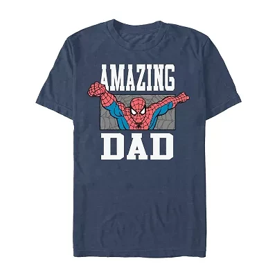 Novelty Mens Crew Neck Short Sleeve Regular Fit Spiderman Graphic T-Shirt