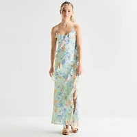 by&by Womens Juniors Sleeveless Floral Midi Slip Dress
