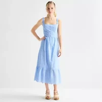 by&by Womens Juniors Sleeveless Midi Fit + Flare Dress