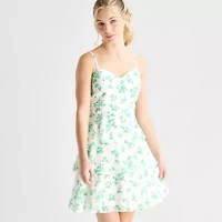 by&by Womens Juniors Sleeveless Floral Fit + Flare Dress