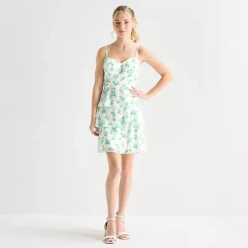 by&by Womens Juniors Sleeveless Floral Fit + Flare Dress