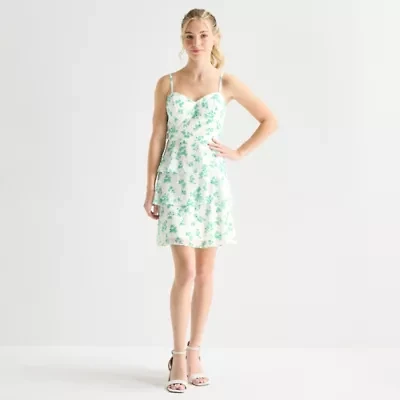 by&by Womens Juniors Sleeveless Floral Fit + Flare Dress