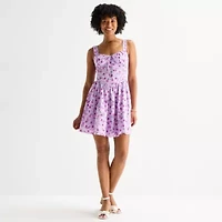 by&by Womens Juniors Sleeveless Floral Fit + Flare Dress