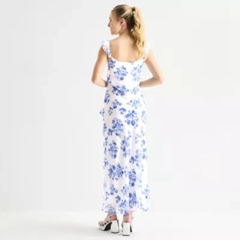 by&by Womens Juniors Sleeveless Floral Midi Slip Dress