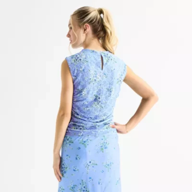 by&by Womens Juniors Mock Neck Sleeveless Blouse