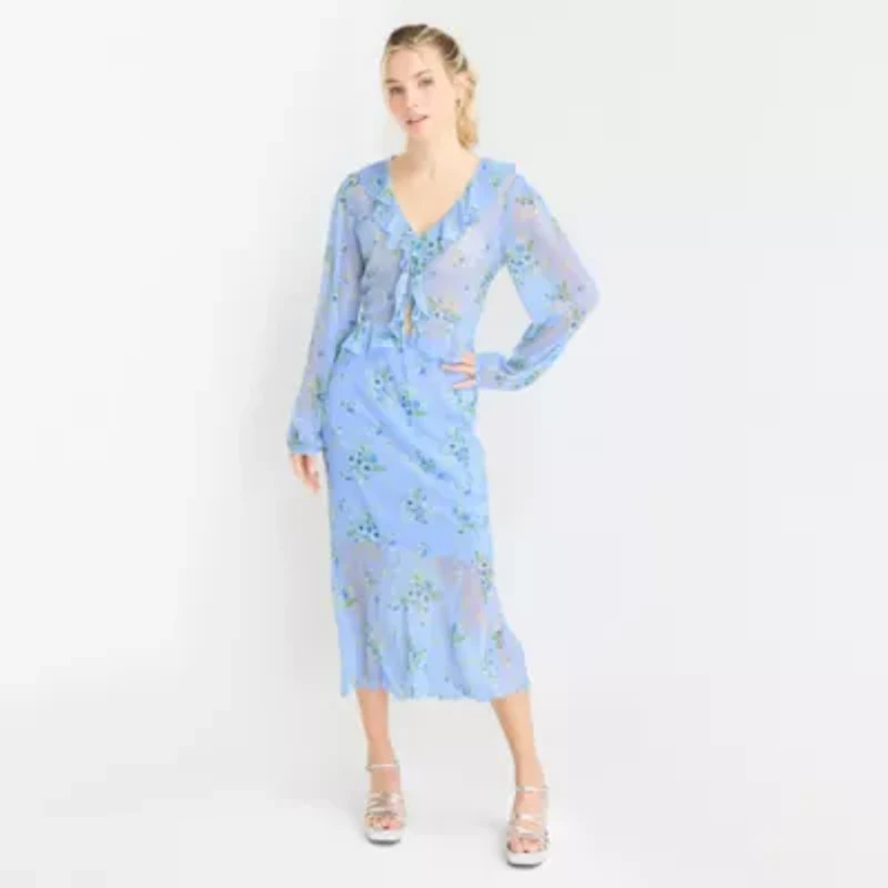 by&by Womens Juniors V Neck Long Sleeve Blouse