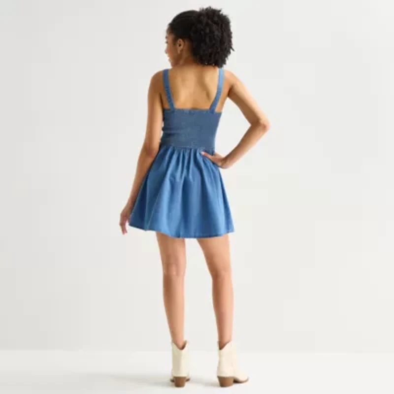 Arizona Womens Sleeveless Juniors Babydoll Dress