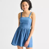 Arizona Womens Sleeveless Juniors Babydoll Dress