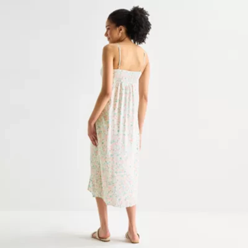 Arizona Womens Juniors Sleeveless Floral Midi Slip Dress