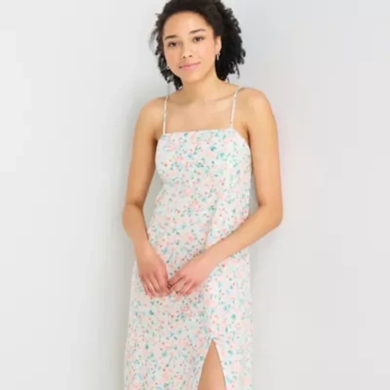 Arizona Womens Juniors Sleeveless Floral Midi Slip Dress