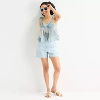 Arizona Womens Juniors Sweetheart Neck Sleeveless Babydoll Top