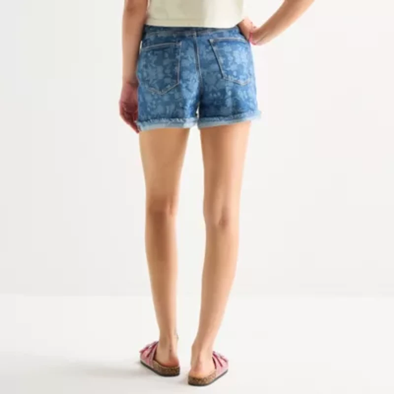 Arizona Curvy Womens 4" Mid Rise Juniors Denim Short