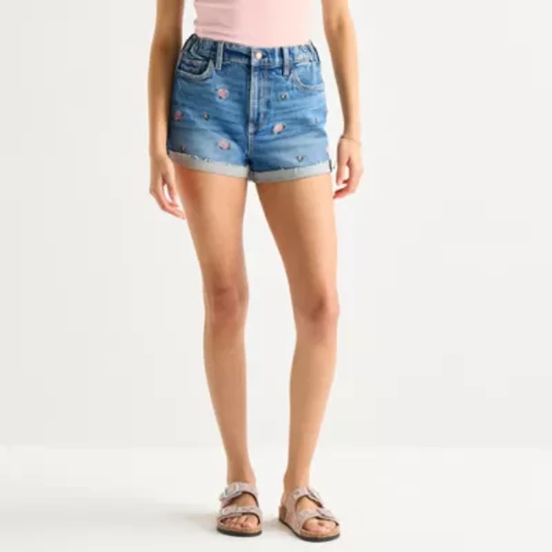 Arizona Curvy Womens 2 1/2" Mid Rise Juniors 1 Pair Denim Short