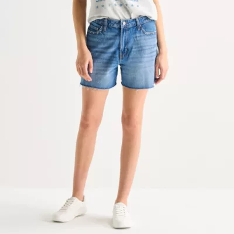 Arizona Womens 5" Mid Rise Juniors Denim Short