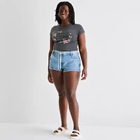 Arizona Womens Low Rise Juniors Plus Denim Short