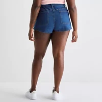 Arizona Womens 2 1/2" Low Rise Juniors Plus Micro Denim Short