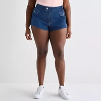 Arizona Womens 2 1/2" Low Rise Juniors Plus Micro Denim Short