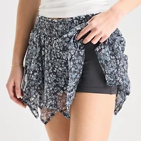 Arizona Womens Juniors Mid Rise Mini Asymmetrical Skirt