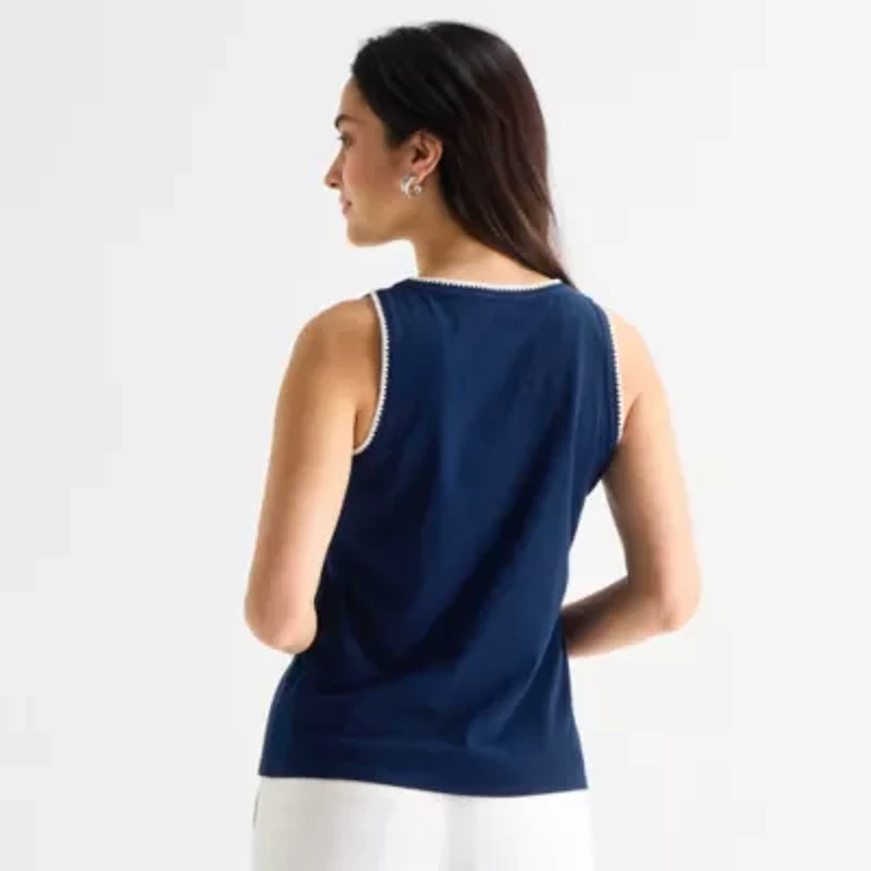 St. John's Bay Womens Scoop Neck Sleeveless Tank Top