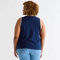St. John's Bay Womens Plus Scoop Neck Sleeveless Tank Top