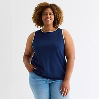 St. John's Bay Womens Plus Scoop Neck Sleeveless Tank Top