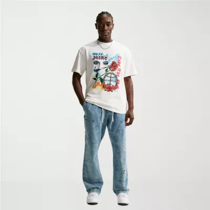 Nike Mens Crew Neck Long Sleeve Regular Fit Graphic T-Shirt