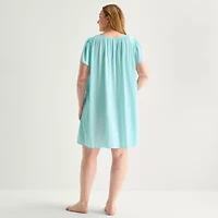 Adonna Womens Plus Short Sleeve Round Neck Nightgown