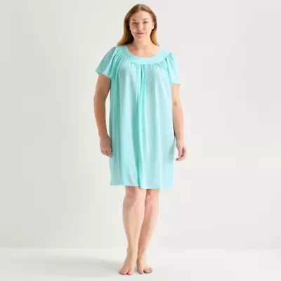 Adonna Womens Plus Short Sleeve Round Neck Nightgown