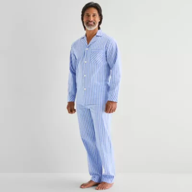 Stafford Mens Long Sleeve 2-pc. Pajama Sets