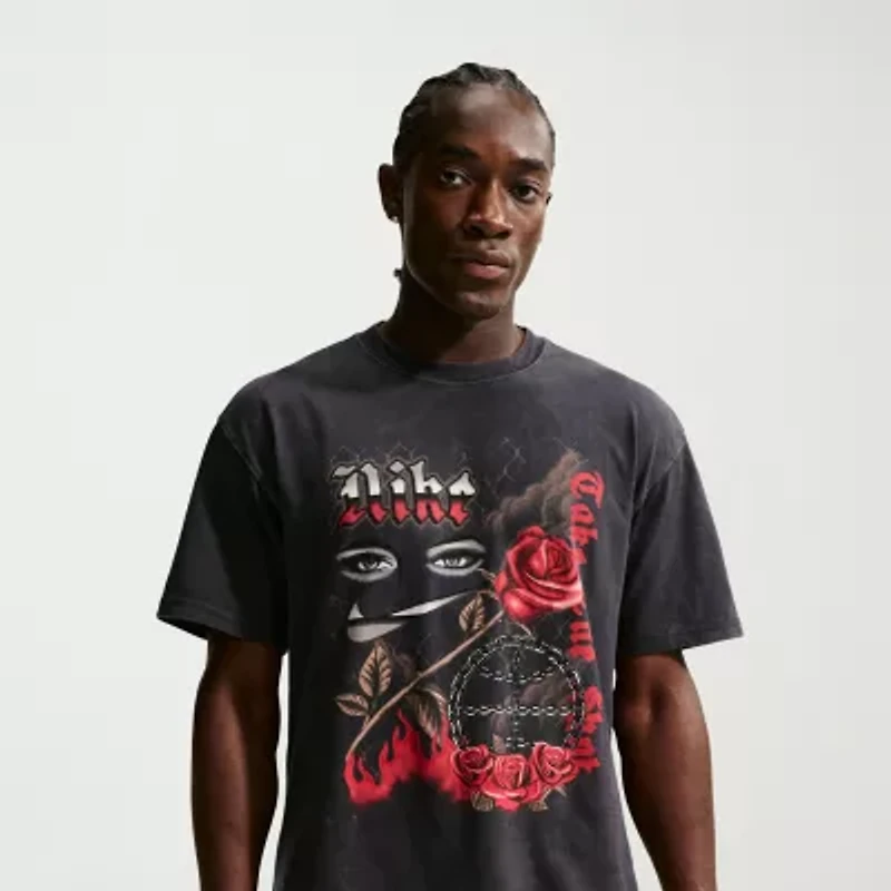 Nike Mens Crew Neck Long Sleeve Regular Fit Graphic T-Shirt