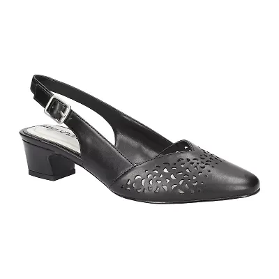 Easy Street Sofie Womens Almond Closed Toe Block Heel Pumps