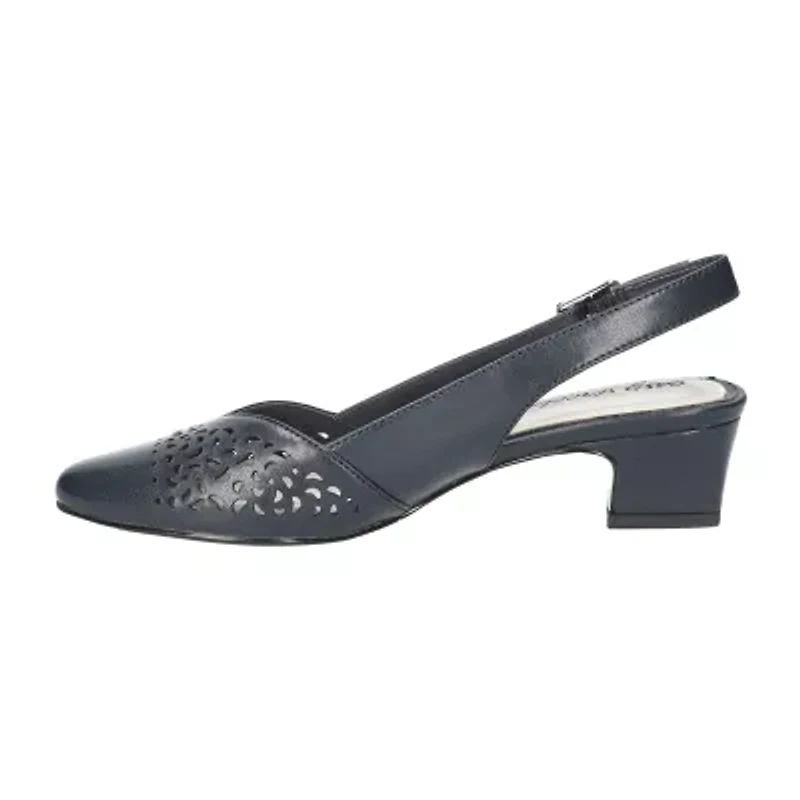 Easy Street Sofie Womens Almond Closed Toe Block Heel Pumps