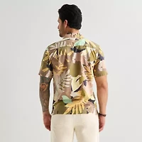 mutual weave Mens Short Sleeve Camp Shirt