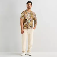 mutual weave Mens Short Sleeve Camp Shirt