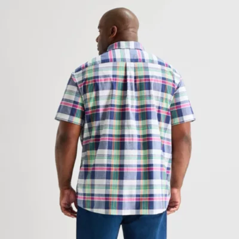 U.S. Polo Assn. Stretch Poplin Mens Short Sleeve Classic Fit Fabric Embroidered Big and Tall Button-Down Shirt