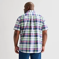 U.S. Polo Assn. Stretch Poplin Mens Short Sleeve Classic Fit Fabric Embroidered Big and Tall Button-Down Shirt