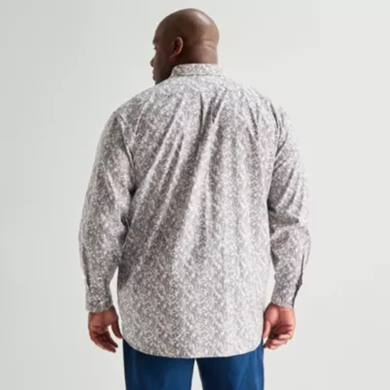 Stafford Mens Long Sleeve Regular Fit Big and Tall Button-Down Shirt