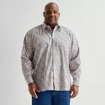 Stafford Mens Long Sleeve Regular Fit Big and Tall Button-Down Shirt