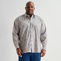 Stafford Mens Long Sleeve Regular Fit Big and Tall Button-Down Shirt