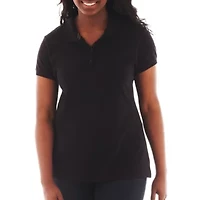Arizona Juniors Plus Womens Short Sleeve Polo Shirt