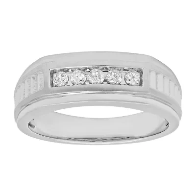 Mens 1/4 CT. T.W. Diamond 10K White Gold 5-Stone Ring