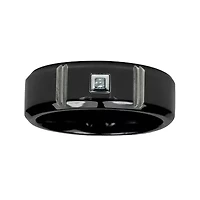 Mens Diamond-Accent 7mm Black Titanium Wedding Band