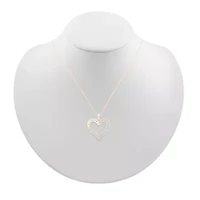 Womens 1/ CT. T.W. Natural White Diamond 10K Rose Gold Heart 18 Inch Pendant Necklace