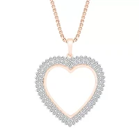Womens 1/ CT. T.W. Natural White Diamond 10K Rose Gold Heart 18 Inch Pendant Necklace
