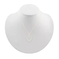 Womens 1/ CT. T.W. Natural White Diamond 10K Rose Gold Heart 18 Inch Pendant Necklace
