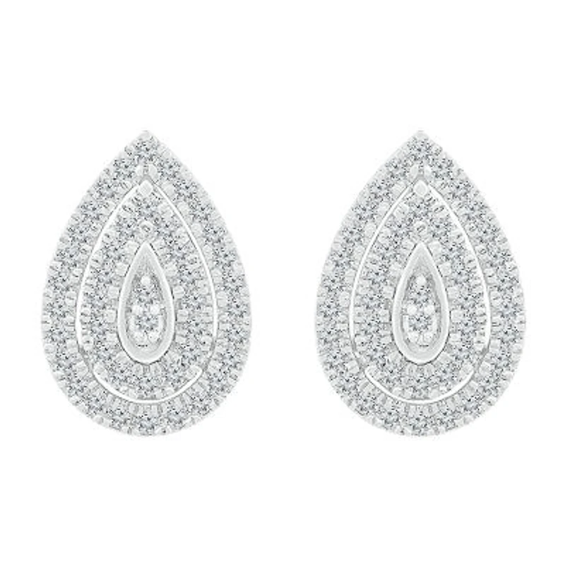 1/2 CT. T.W. Natural White Diamond 10K White Gold 14.4mm Pear Stud Earrings