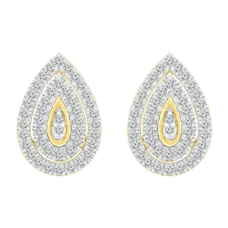 1/2 CT. T.W. Natural White Diamond 10K Gold 14.4mm Pear Stud Earrings