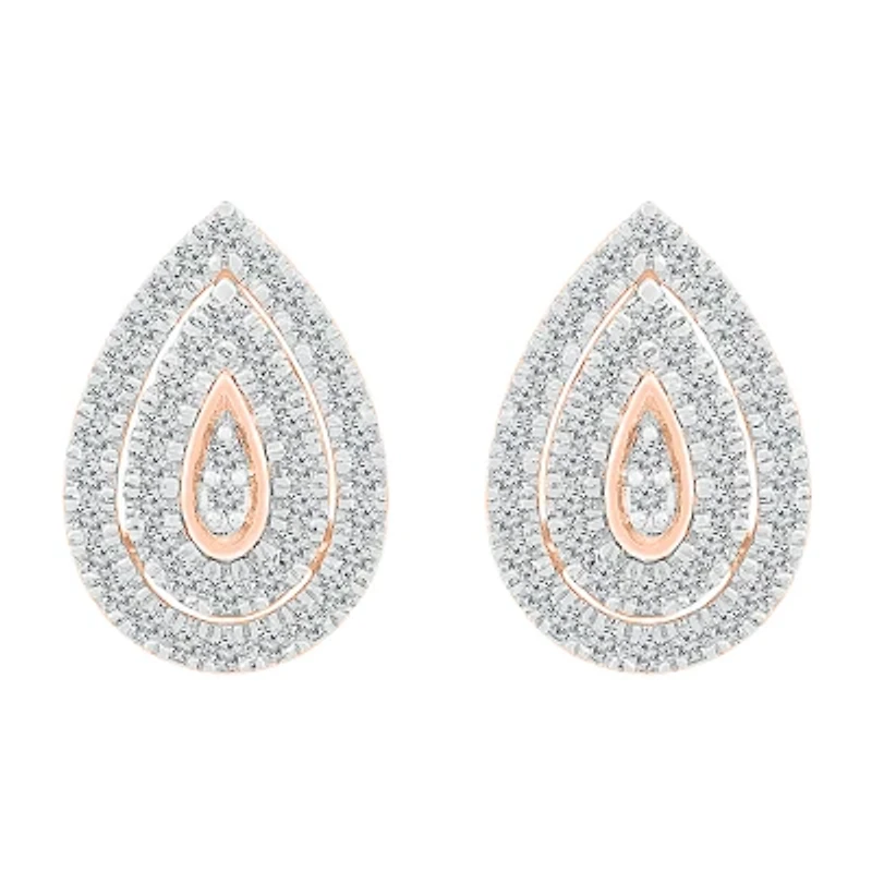 1/2 CT. T.W. Natural White Diamond 10K Rose Gold 14.4mm Pear Stud Earrings